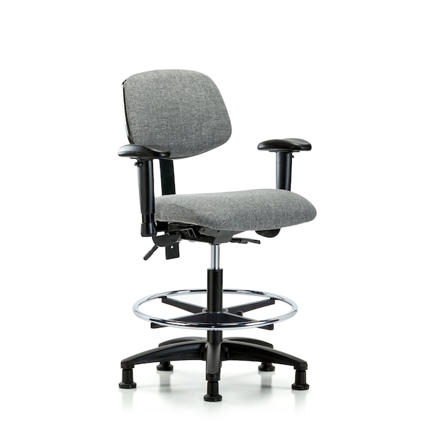 Chair, Fabric, Med Bench, AA CF Glides, Gry, 6-Way Adjustable, 22" to 29" Height, Gray