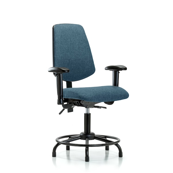 Desk Chair Fab Desk Chair, Med, Bk, RT, Glds, Blu, Adjustable Arms, 19" to 24" Height, Fabric, Blue