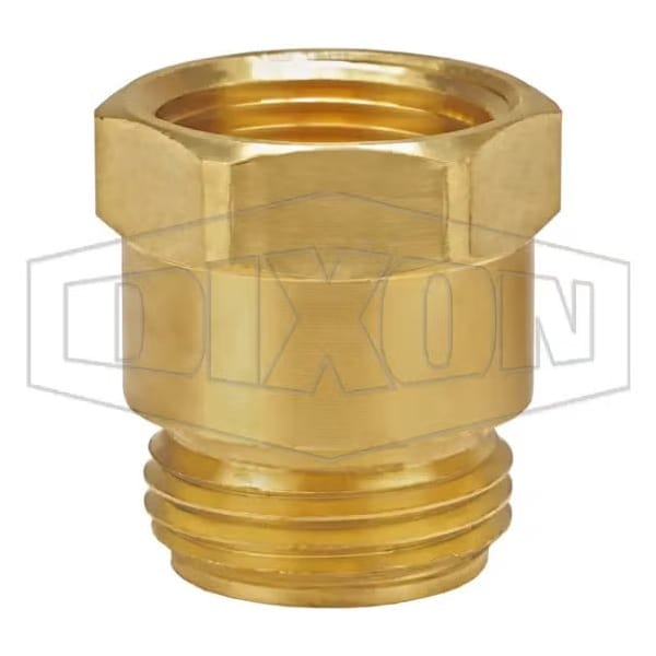 Garden Hose Adapter, 3/4-11-1/2 x 3/4-14, Male Garden Hose Thread x FNPT, 34 to 195DegF