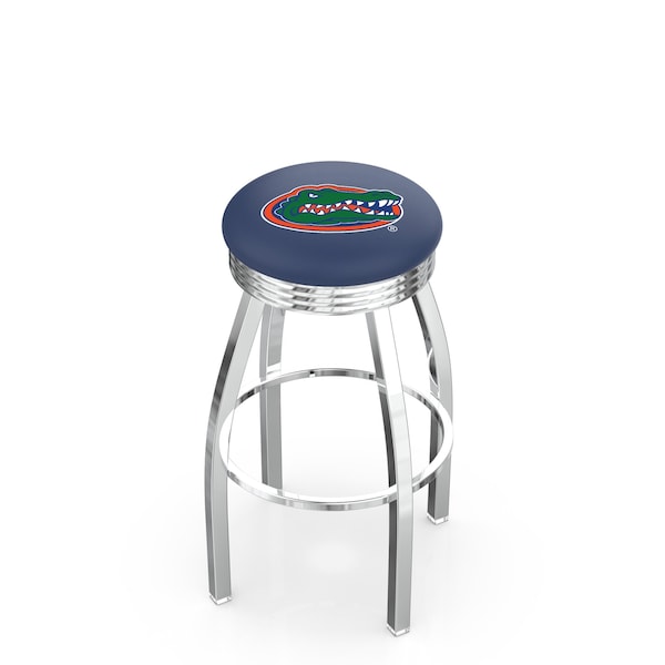 25" Chrome Florida Swivel Bar Stool, Accent Ring
