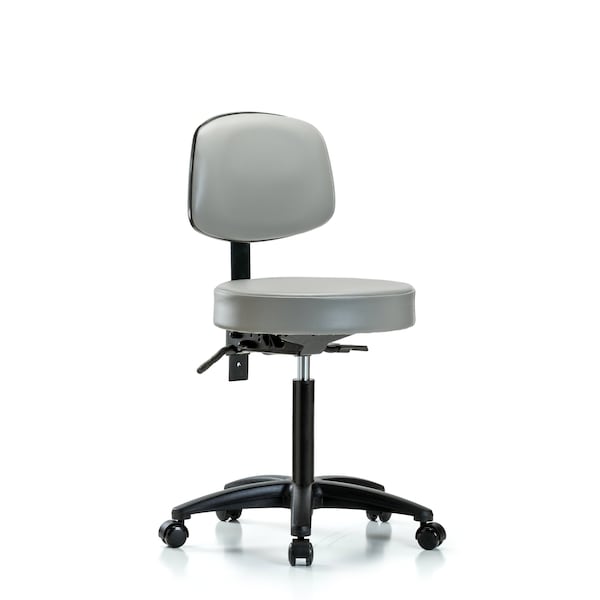 Bench Stool, Med, Vinyl, Bk, Casters, Dov