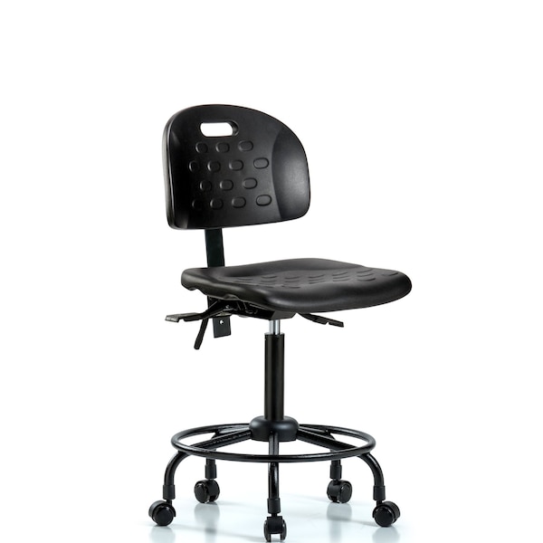 Newport Med Bench Chair, RT, Tilt Casters, No Arms, 24" to 32" Height, Black; Blue