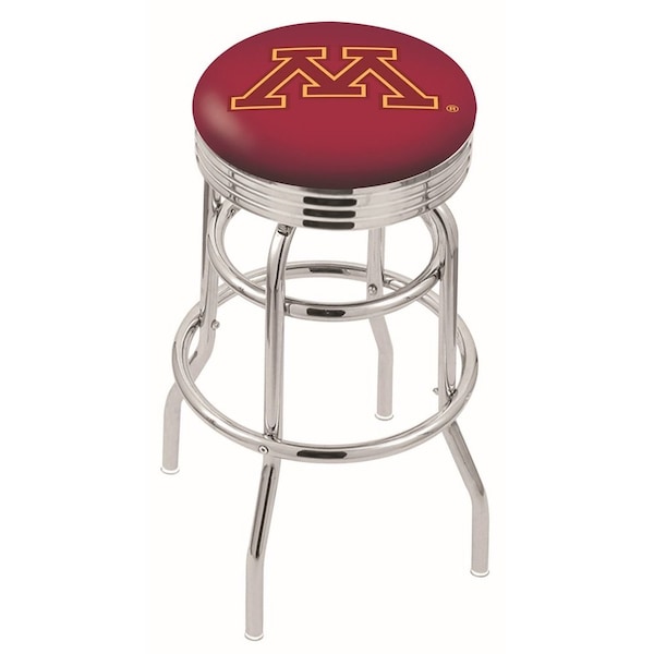 25" Chrome 2-Ring Minnesota Swivel Bar Stool, Accent Ring