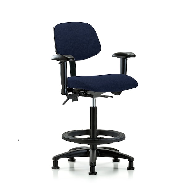 Chair, Fab, Hi Bench, Tilt AA BF Glides, Nav, 6-Way Adjustable, 26" to 35-1/2" Height, Dark Blue