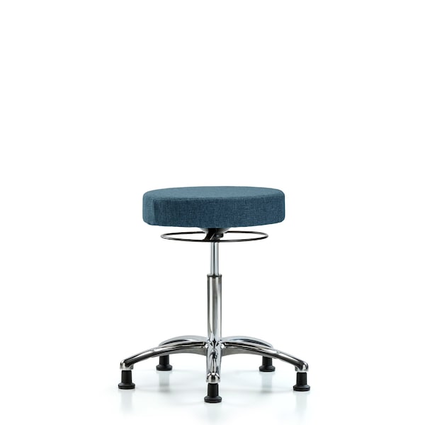 Bench Stool, Med, Fabric, Chrome, Glides Blu