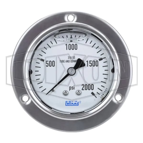Panel Builder Gauge, 0 to 2000 psi, 1/4 in Connection, 2-1/2 in Dial, +/- 2-1-2 %, Glycerin Liquid F