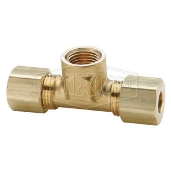 The Right Connection Tube-to-Pipe Branch Tee, 1/4 x 1/8 x 7/16-24 in Nominal, Brass, Domestic