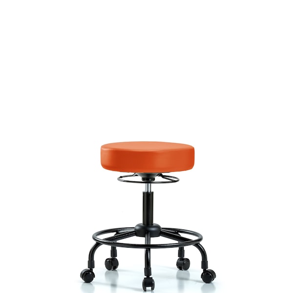 Desk Stool, Vinyl, RT, Casters, Orange