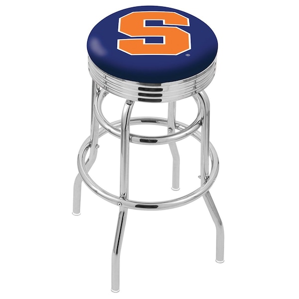 25" Chrome 2-Ring Syracuse Swivel Bar Stool, Accent Ring