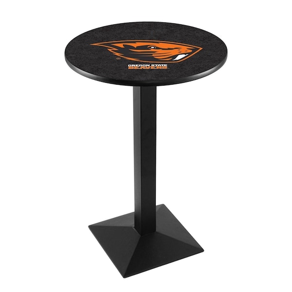 42" Blk Wrinkle Oregon State Pub Table, 36" dia. Top