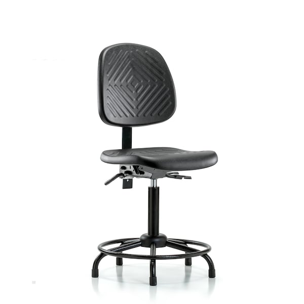 Bench Chair, Poly, Med, Bk, RT, Tilt Glides, No Arms, 19-1/2" to 27-1/2" Height, Black; Blue