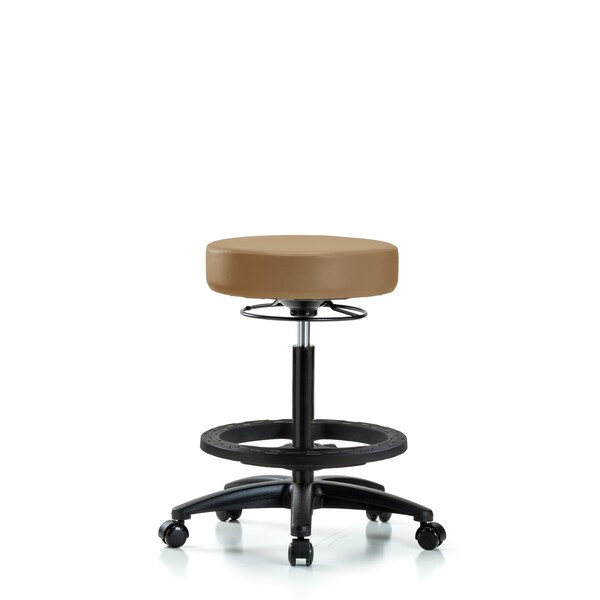 Bench Stool, Hi, Vinyl, BF, Casters, Taupe