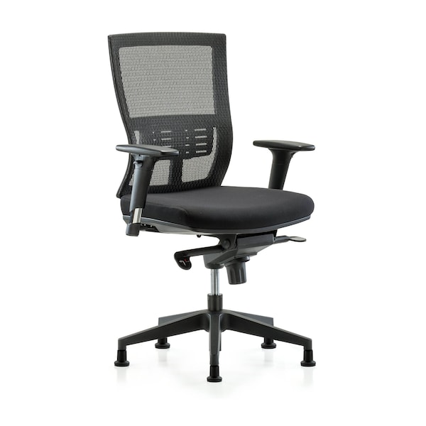 Desk Chair Modern Mesh Chair, C2, AA, Glides, Adjustable Arms, 18-1/2" to 21-1/2" Height, Mesh, Black
