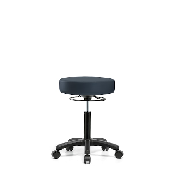 Med Bench Mini-Stool, Vinyl, Casters, Navy
