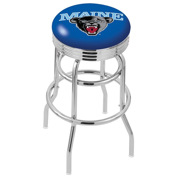 25" Chrome 2-Ring Maine Swivel Bar Stool, Accent Ring