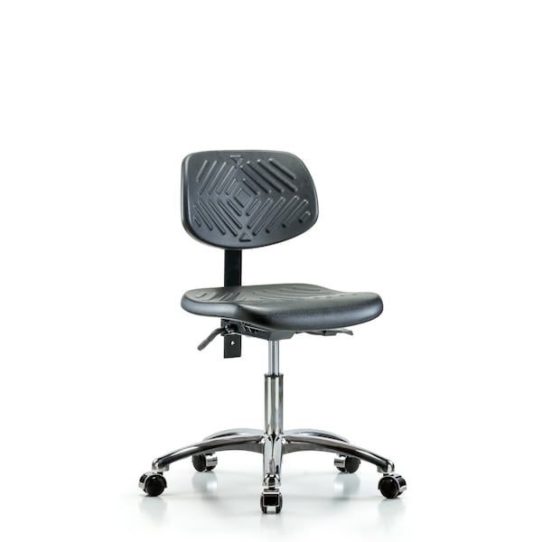 Desk Chair Desk Chair, Polyurethane, Chrome Casters, No Arms, 17" to 22" Height, Black; Blue