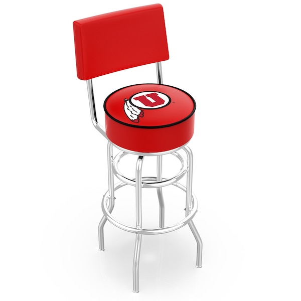 25" Chrome 2-Ring Utah Swivel Bar Stool, Back