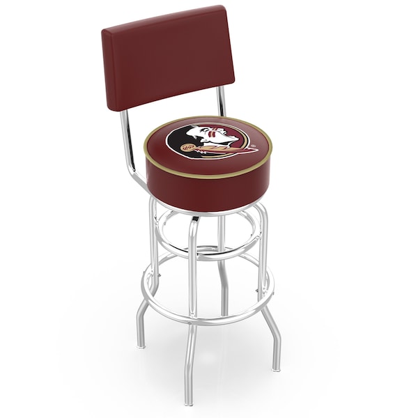 25" Chrome 2-Ring Florida State (Head) Swivel Bar Stool, Back