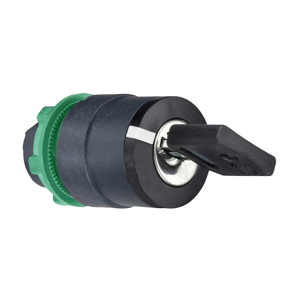 Head for key selector switch, Harmony XB5, plastic, black, 22mm, key 8D1, 2 positions, stay put