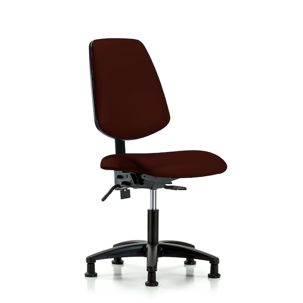 Desk Chair No Arms, 18" to 23" Height, Vinyl, Burgundy
