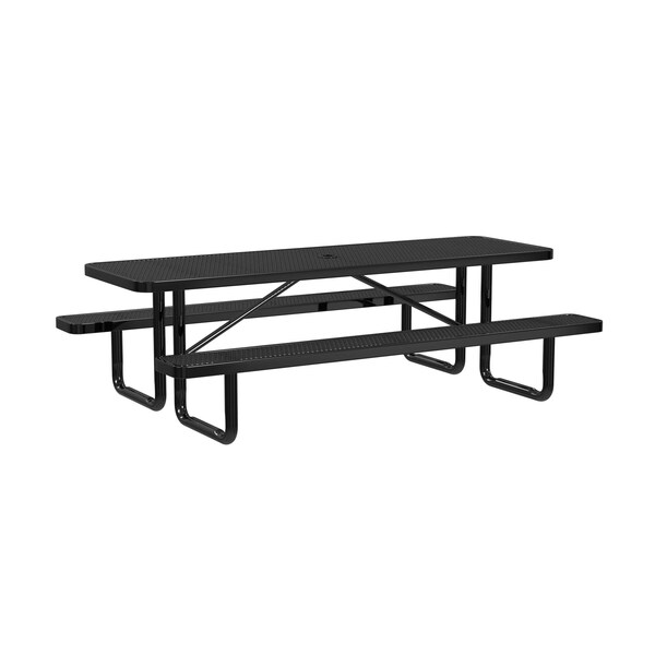 Rectangle Picnic Table, Black, In Ground Mount, 8 ft L