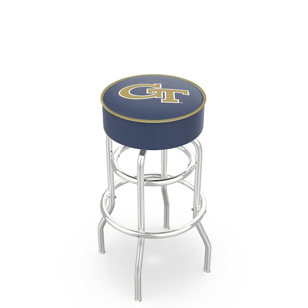 25" Georgia Tech Cushion Seat, 2-Ring Chrome Swivel Bar Stool
