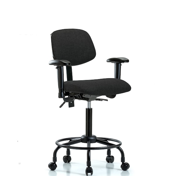 Chair, Fab, Med Bench, RT Tilt AA Cast, Blk, 6-Way Adjustable, 24" to 31" Height, Black