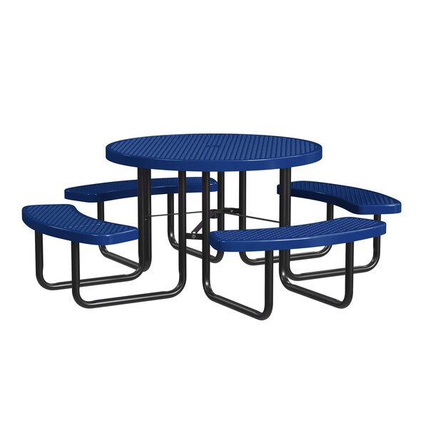 Round Portable Picnic Table, Navy, 46 in