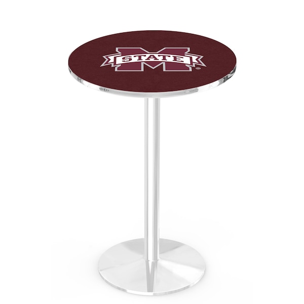 42" Chrome Mississippi State Pub Table, 36" dia. Top