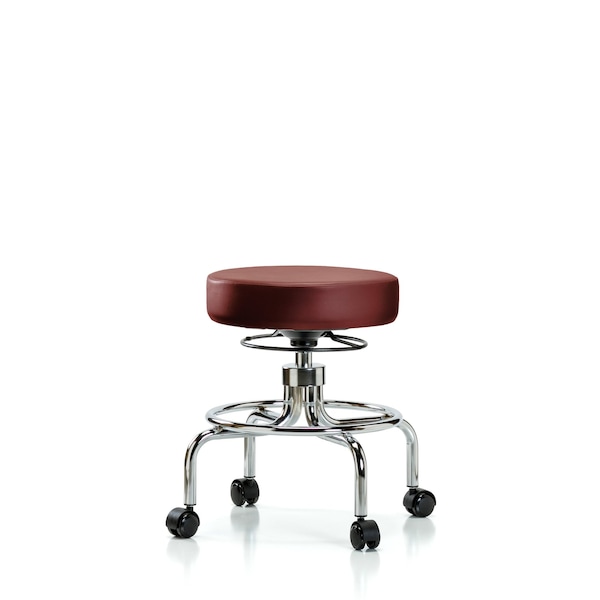 Vinyl Screw-Lift Stool, Med Bench, Casters, Borscht