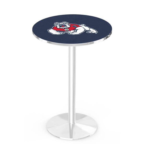 42" Chrome Fresno State Pub Table, 36" dia. Top