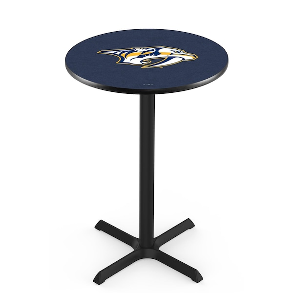 42" Blk Wrinkle Nashville Predators Pub Table, 36" dia. Top