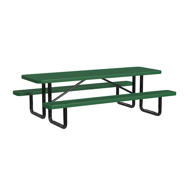 Rectangle Portable Picnic Table, Green, 8 ft L