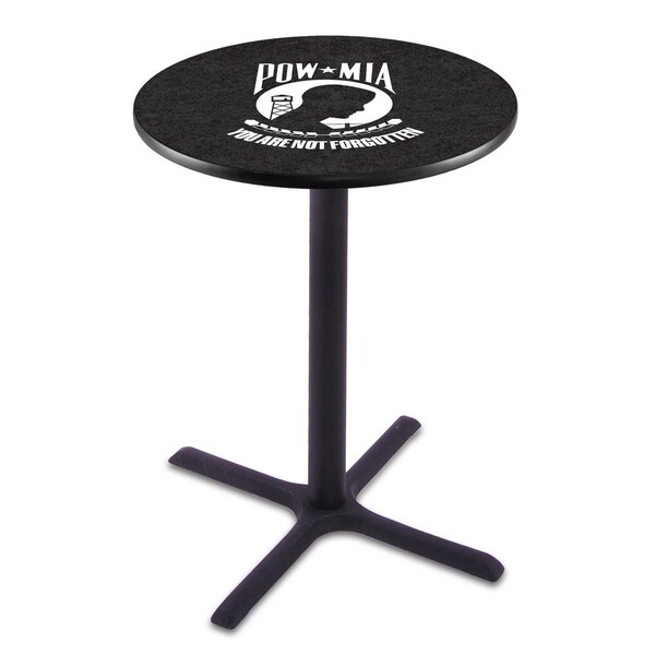 42" Blk Wrinkle POW/MIA Pub Table, 36" dia. Top