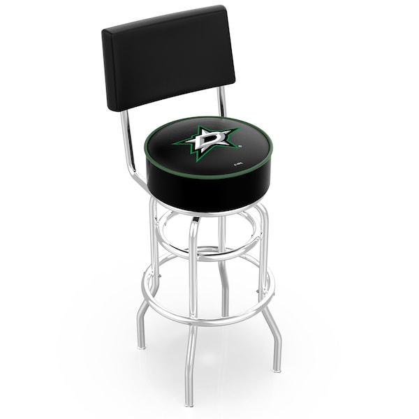 25" Chrome 2-Ring Dallas Stars Swivel Bar Stool, Back