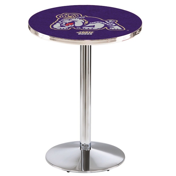 42" Chrome James Madison Pub Table, 36" dia. Top
