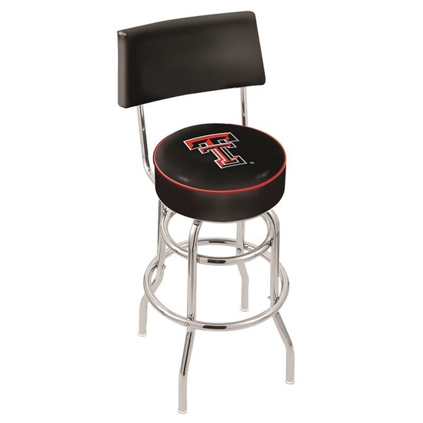 25" Chrome 2-Ring Texas Tech Swivel Bar Stool, Back