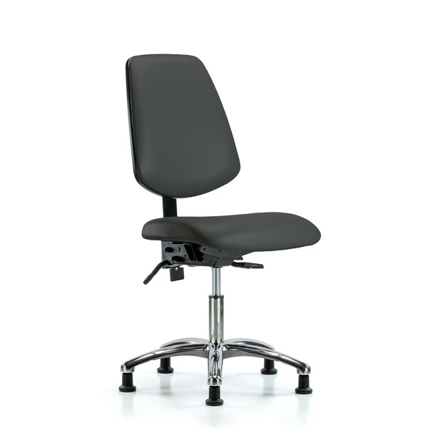Desk Chair Desk Chair, Vinyl, Med, Bk, Glds, Gry, No Arms, 18" to 23" Height, Vinyl, Charcoal