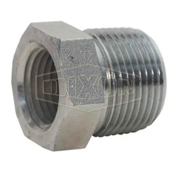 Hex Head Pipe Bushing, Carbon Steel, 1/2-14 x 2-11-1/2 in Nominal, MNPT x FNPT End Style, Zinc Plate