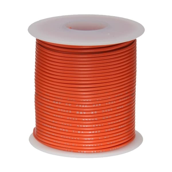 26 AWG Gauge UL1061 Stranded Hook Up Wire, 300V, 0039 Diameter, Orange, 25 ft Length