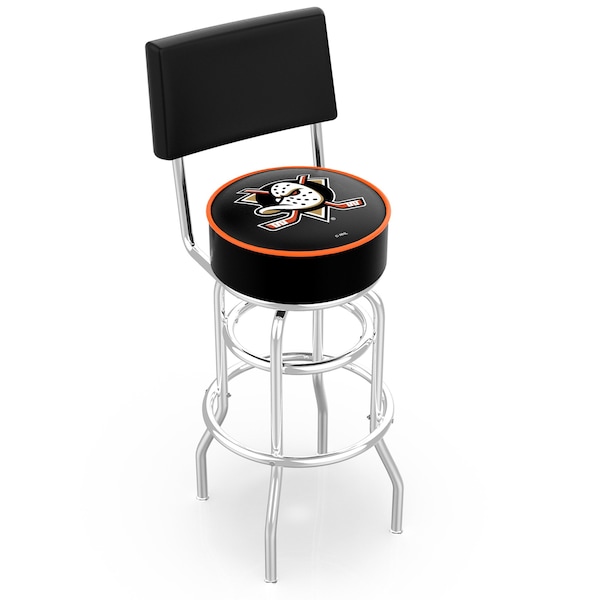 25" Chrome 2-Ring Anaheim Ducks Swivel Bar Stool, Back