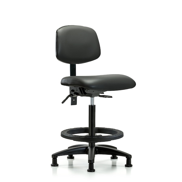 Vinyl Chair, High Bench, Tilt, Foot Ring, Glides, Carbon