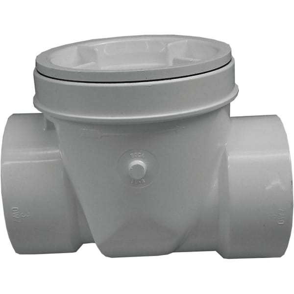 CANPLAS Backwater Valve, 3 in Connection, Hub, PVC