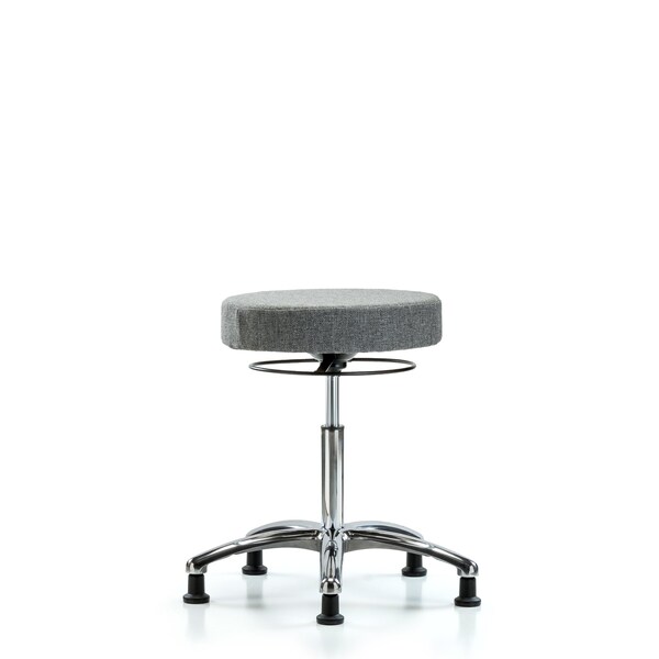 Rutledge Fab Stool without Back Chrome - Medium Bench Height with Stationary Glides in Gray Fab