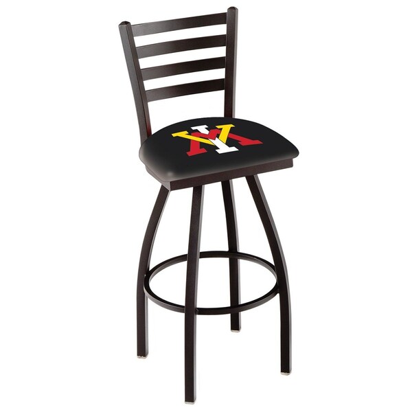 25" Blk Wrnkl Virginia Military Institute Swivel Bar Stool, Ladder Back