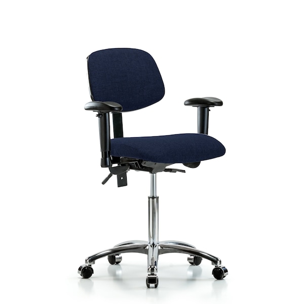 Chair, Fab, Med Bench, Chr AA Casters, Nav, 6-Way Adjustable, 22" to 29" Height, Dark Blue