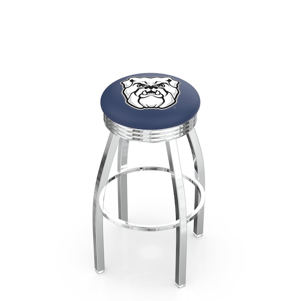 25" Chrome Butler Swivel Bar Stool, Accent Ring