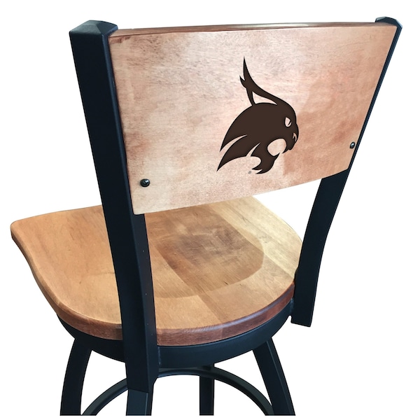 25" Blk Wrinkle Texas State Swivel Bar Stool, Laser Engraved Back