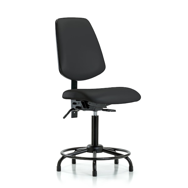 Medium Bench Chair No Arms, 22" to 29" Height, Vinyl, Black