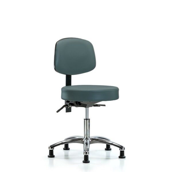 Desk Stool, Vin, Bk, Chrome, Tilt Glides, Blu